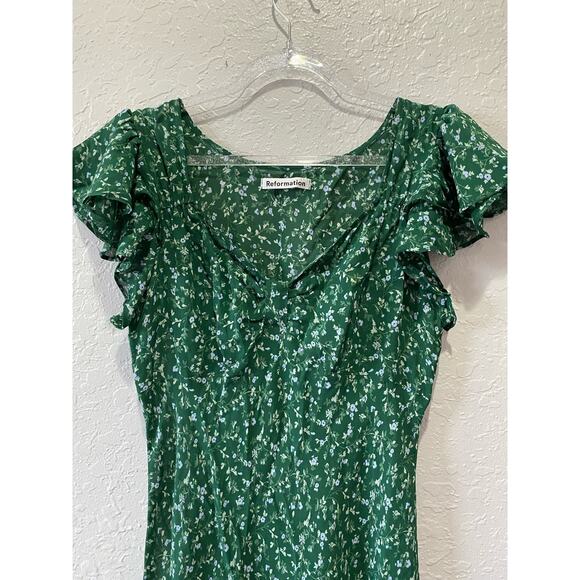 Reformation Lisola Maxi Dress Green Size S Boho Cottagecore Glam - Picture 4 of 6
